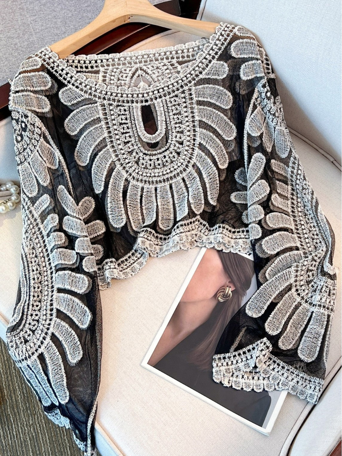 Lace Knit Beach Cover-Up Cardigan | Lightweight Resort Swimwear Layering Top