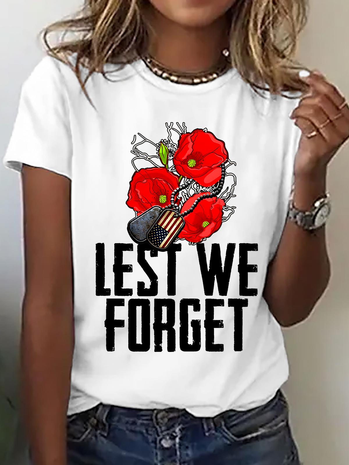 Lest We Forget,Veteran's Day Shirt, Memorial Day Cotton T-Shirt