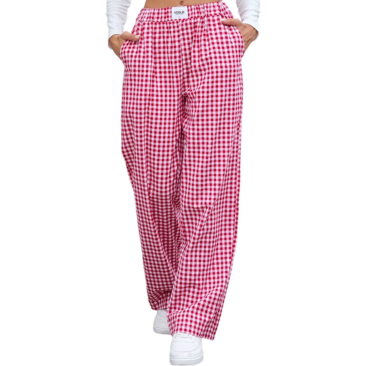 Cotton Plaid Loose Lounge Pants | Casual Long Pants for Everyday Wear