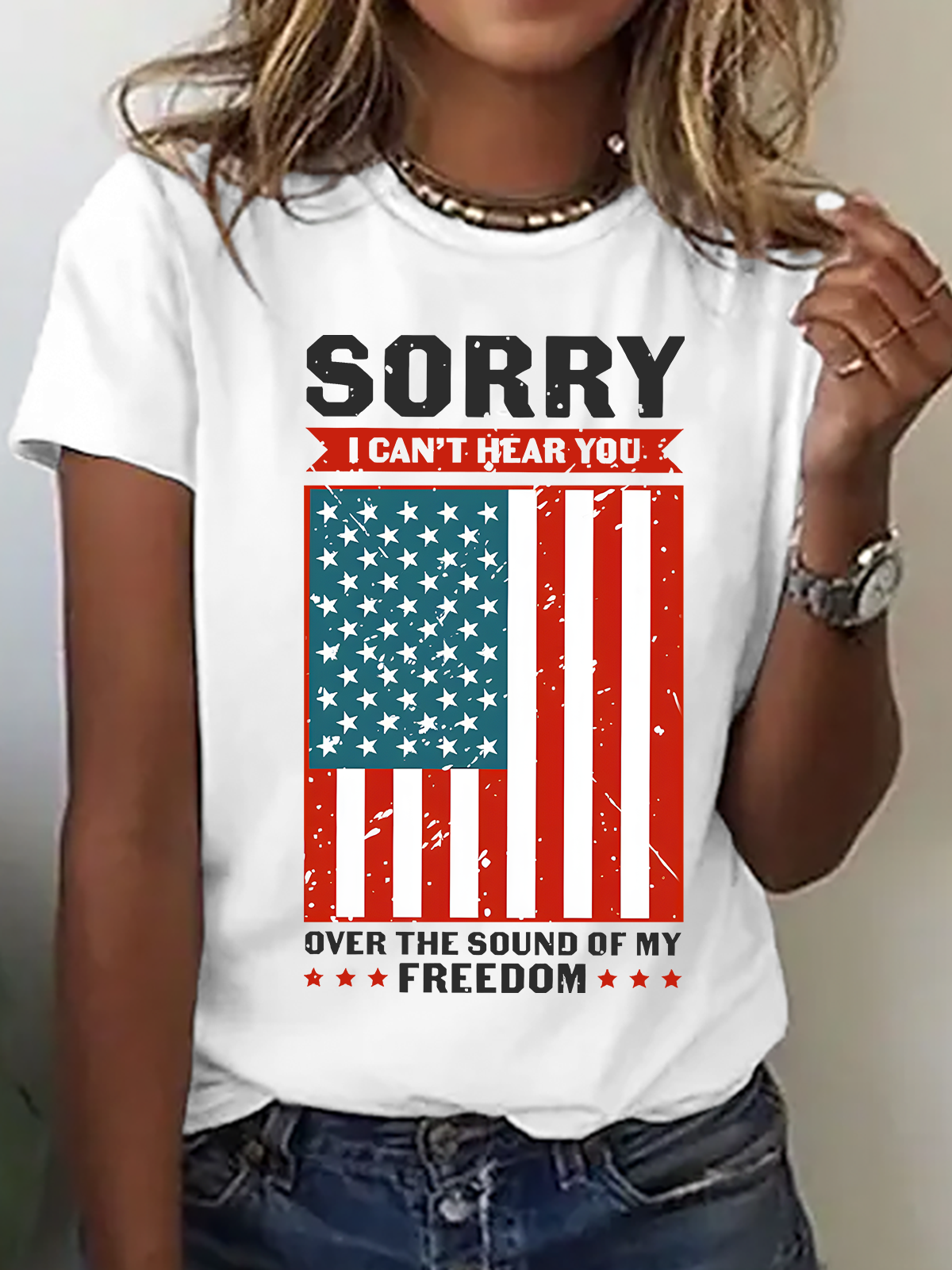 Sorry I Can't Hear You Over The Sound Of My Freedom Cotton T-Shirt