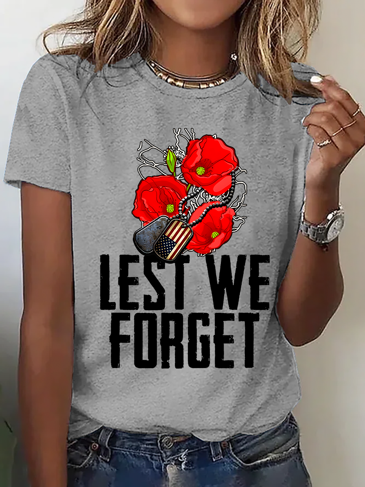 Lest We Forget,Veteran's Day Shirt, Memorial Day Cotton T-Shirt
