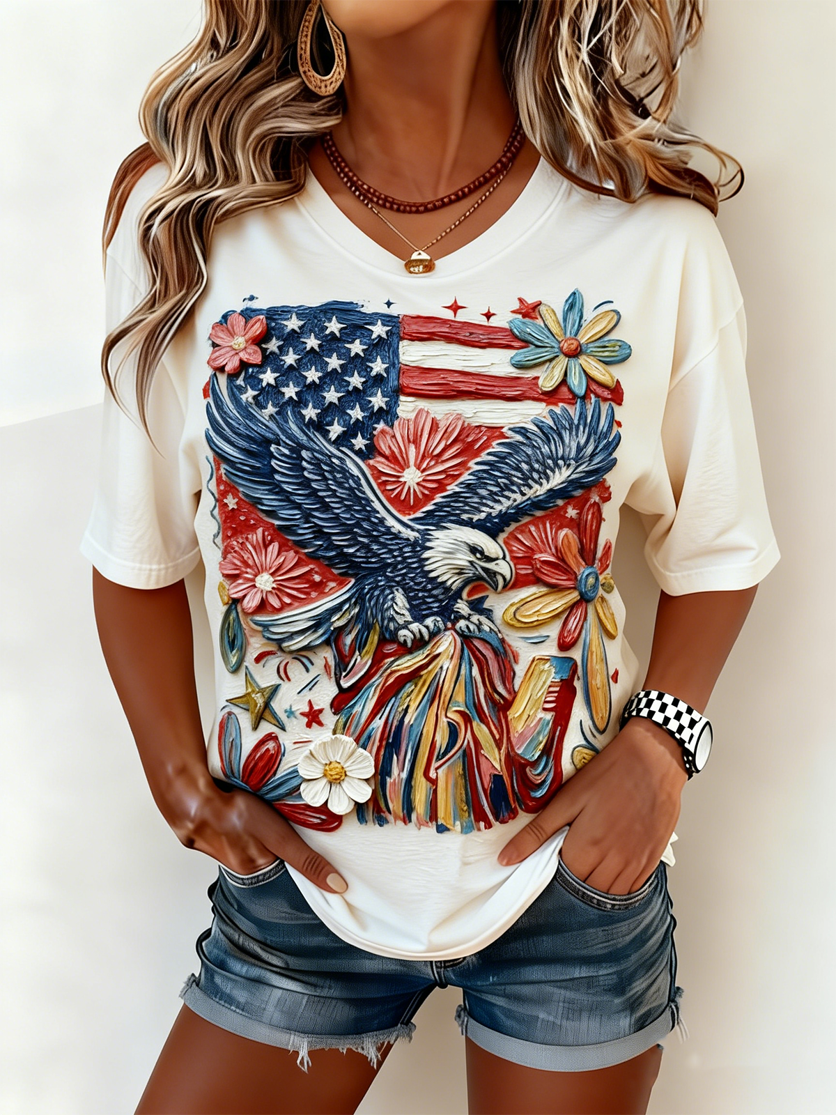 250th anniversary Crew Neck Casual Independence Day T-Shirt