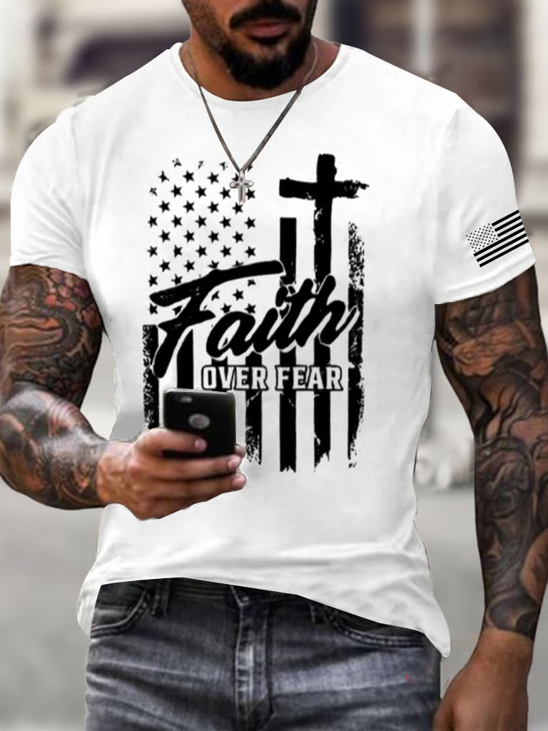 Men's Firm in Faith Fierce in Justice Christian Patriotic T-shirt