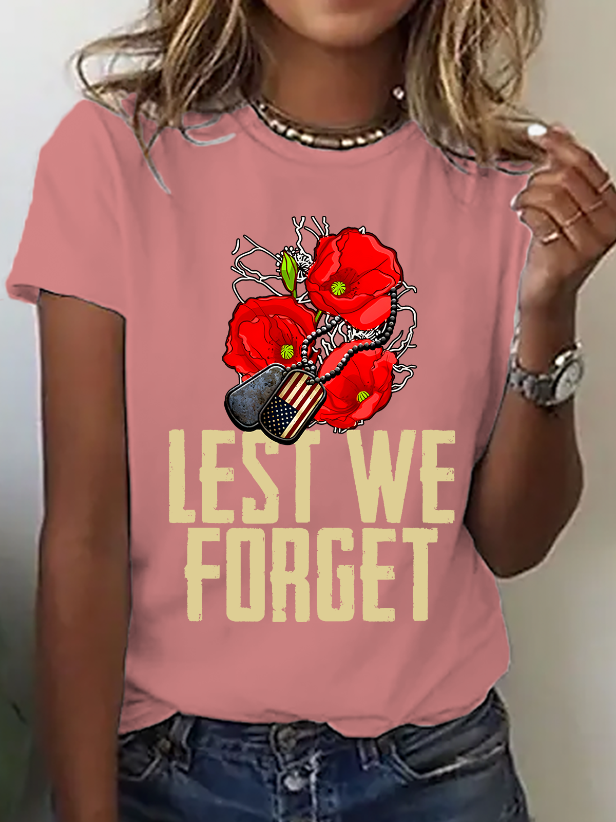 Lest We Forget,Veteran's Day Shirt, Memorial Day Cotton T-Shirt