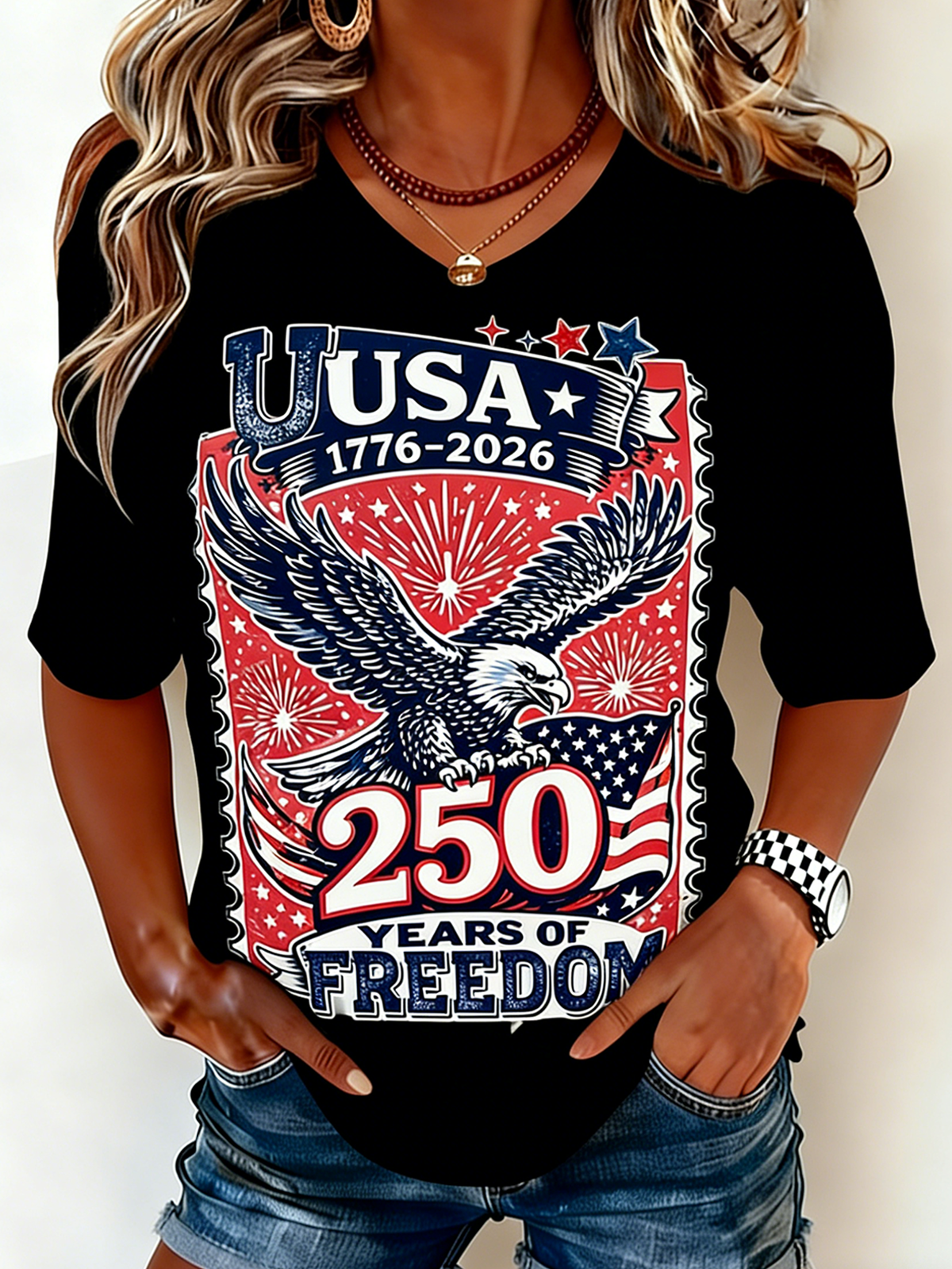 250th anniversary Crew Neck Independence Day Casual Regular Fit T-Shirt