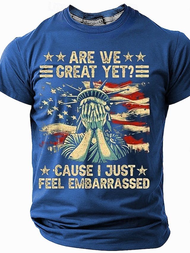 Mens American Flag Funny Sarcastic Slogan Cotton Short Sleeve T-Shirt
