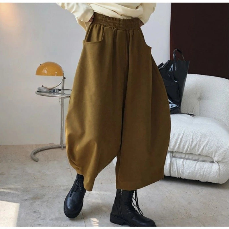 Vintage Japanese-Style Balloon Pants | Relaxed Wide-Leg Cropped Trousers