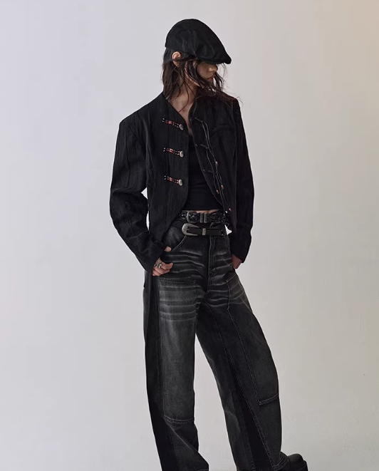 Textured Jacquard Cropped Blazer