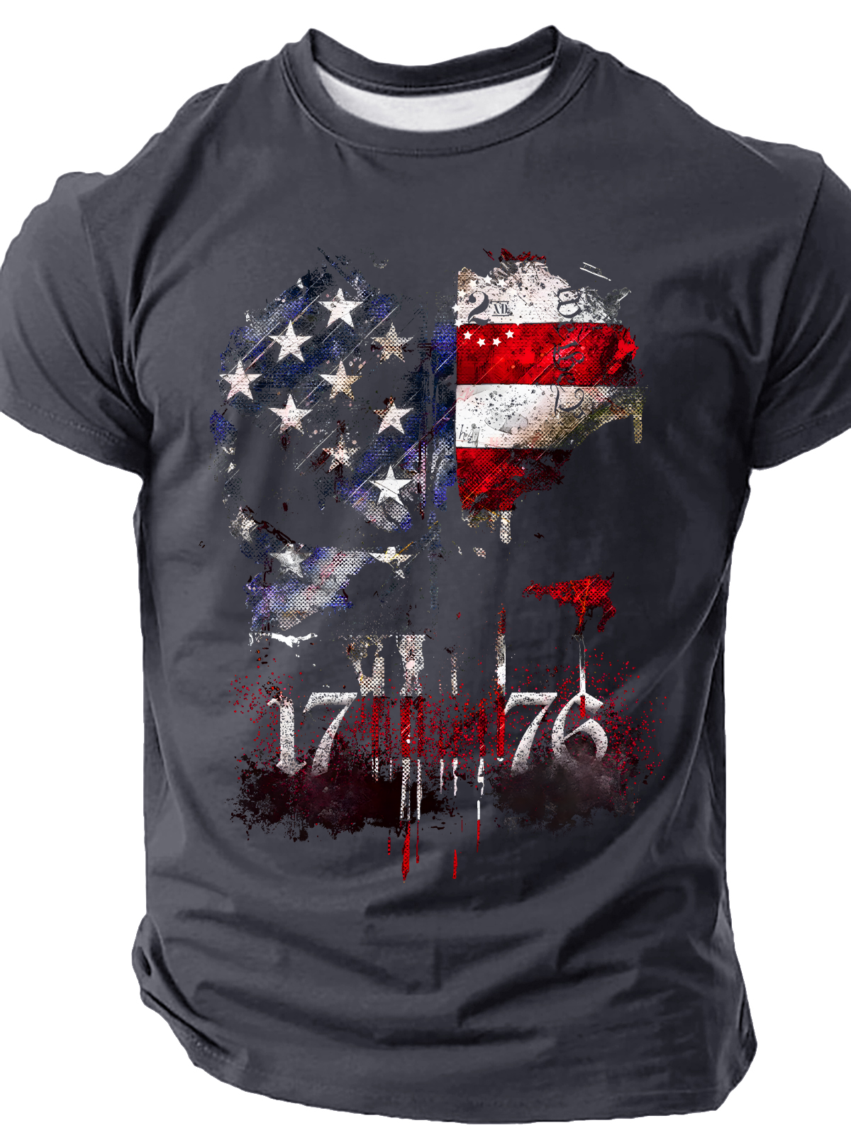 Skull, 1776 American Flag We The People Patriotism Cotton T-Shirt