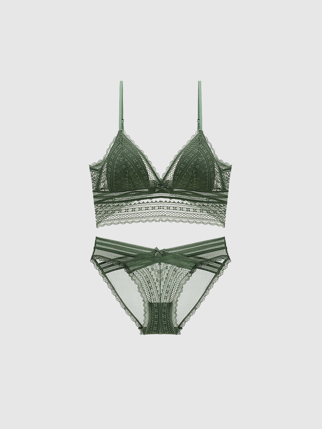 Elegant Wireless U-Back Lace Triangle Bra Set